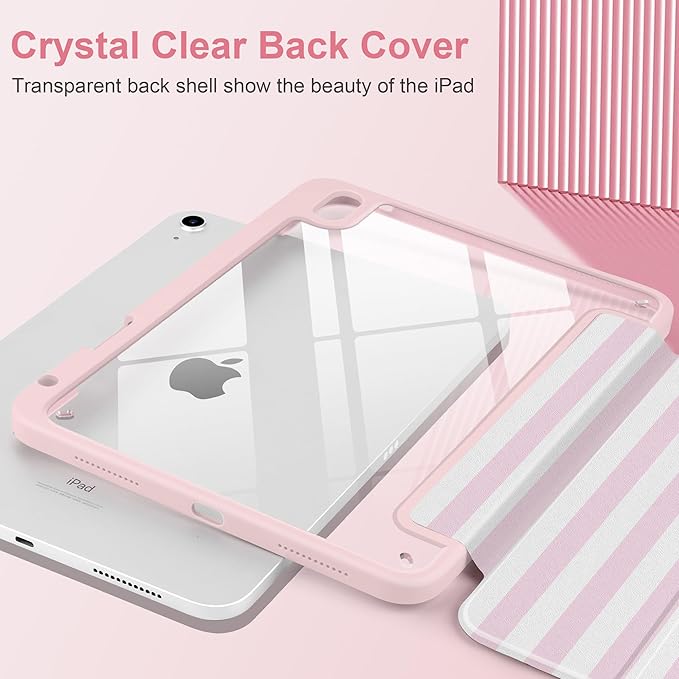 Case for iPad (A16) 11th Generation 11 inch 2025 /iPad 10th Gen 10.9 2022 - Aesthetic Cute Preppy Design Trifold Cover with Soft TPU Bumper Clear Back Auto Sleep/Wake Waves