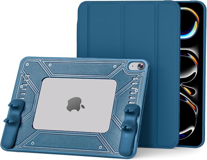 Gaming Case for iPad Air 11-inch M4/ M3/ M2 (2026/2025/2024) iPad Air 5th/ 4th Gen (2022/2020) 10.9 Inch Detachable Panel &amp Grip Auto Sleep/Wake Hollowed-Out Design (Black)
