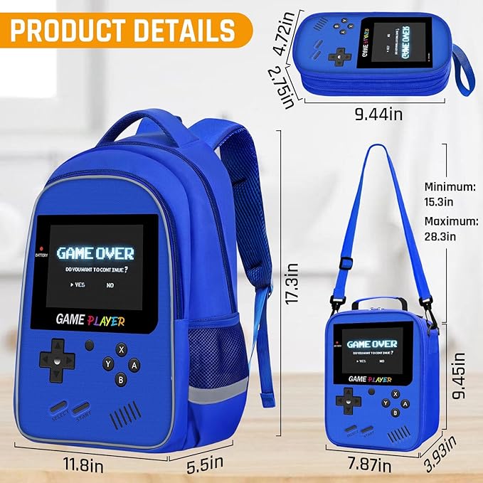 School Backpack For Boys - Gamer Boys Backpack For Kids Children Teens Elementary Middle School - Ages 6-18，17″