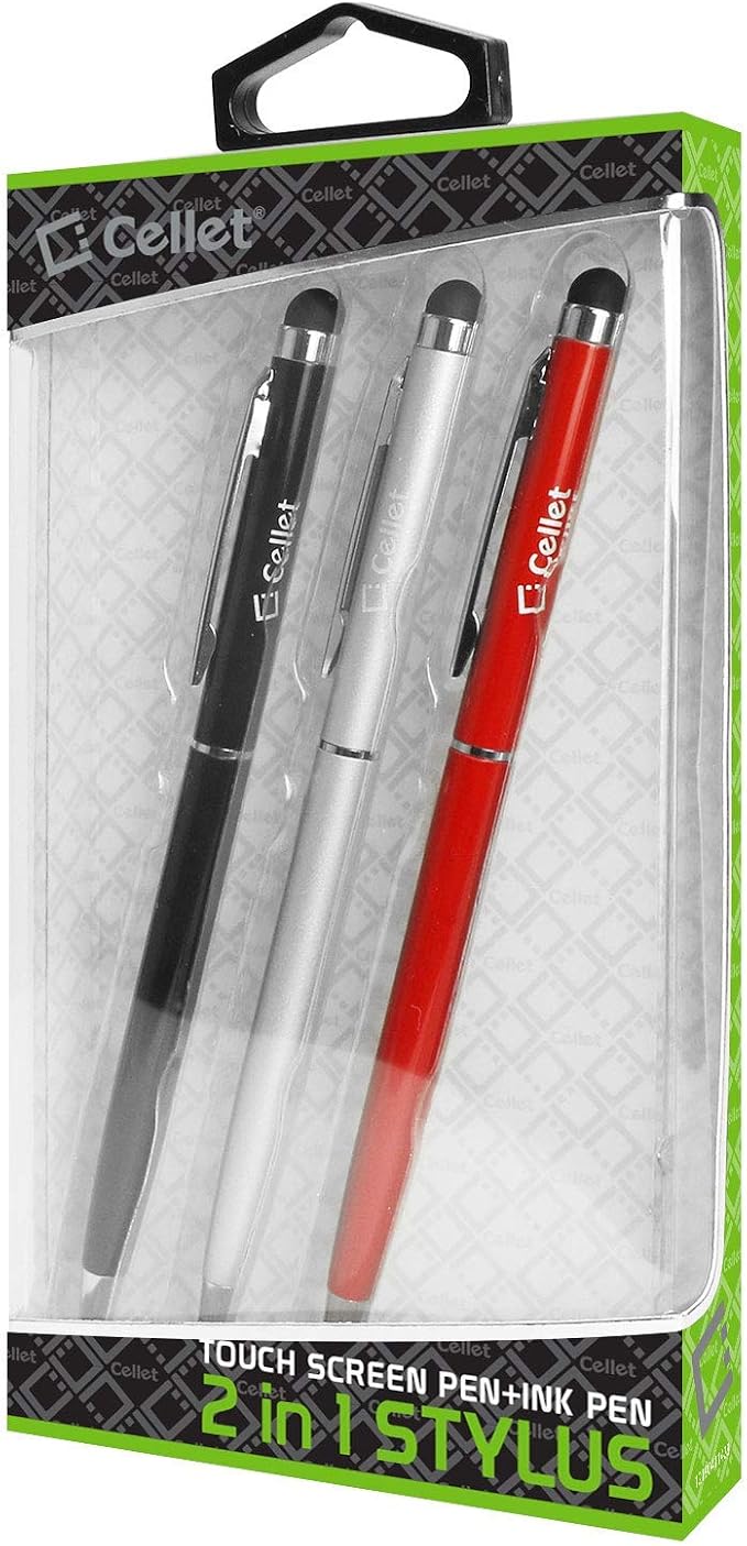 PRO Stylus Pen for JBL Flip 4 with Ink High Accuracy Extra Sensitive Compact Form for Touch Screens [3 Pack-Black-Red-Silver]