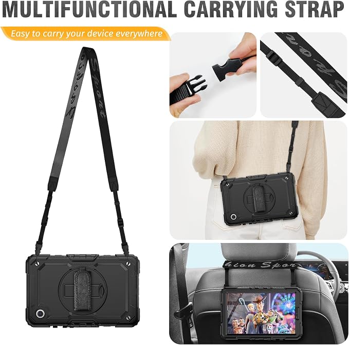 HXCASEAC Case for Samsung Galaxy Tab S6 Lite 10.4 inch Protective with Screen Protector/Hand Strap/S Pen Holder Shockproof S6 Lite Tablet Case 2024/2022/2020 SM-P610 SM-P613 SM-P620 - Black