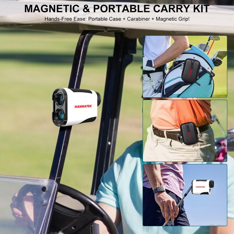 HANMATEK GR1200 Golf Rangefinder with Slope, Flag Lock & Vibration, 6.5X Magnification, 1200 Yards Range, Rechargeable Battery, Golf Distance Finder for Men and Women