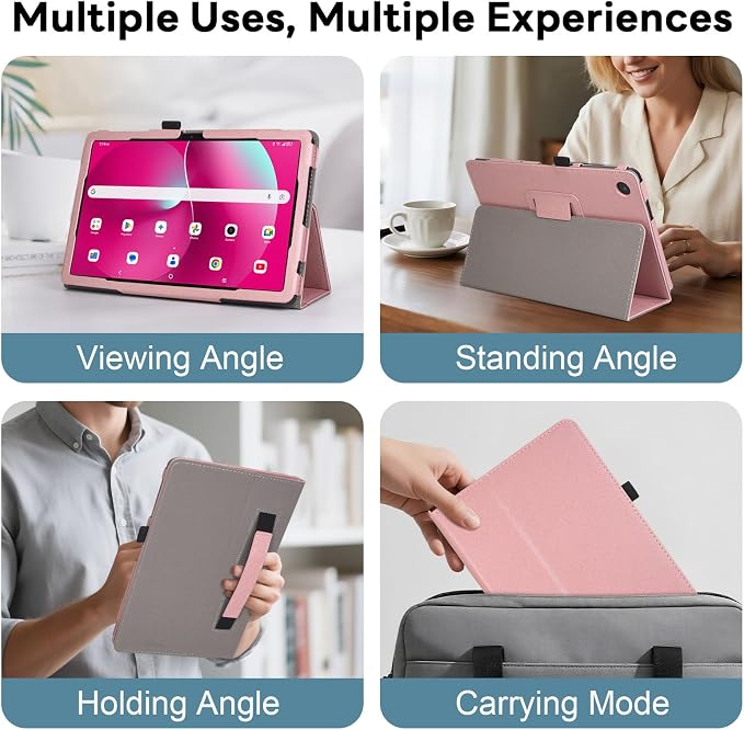 RSAquar Case for T-Mobile Revvl Tab 2 2025 Released 10.1 inch with Pen Loop Lightweight Folding Stand Cover with Hand Strap for Revvl Tab 2 Tablet Black
