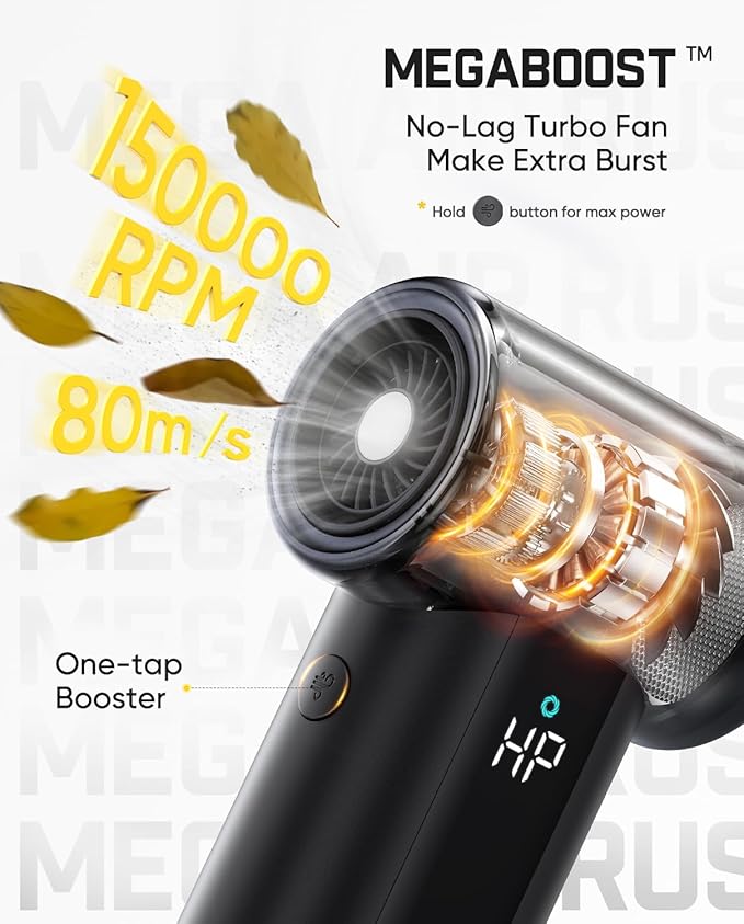 Fanttik B11 Pro Max Electric Air Duster, 150000RPM Brushless Motor, Compressed Air Duster, 100 Gears Adjustable, One-tap Booster, 28.08Wh Rechargeable Battery, Electric Duster for PC, Car, House