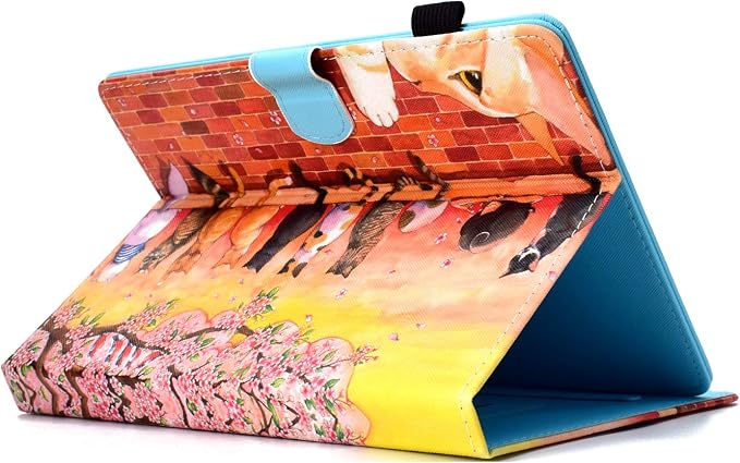 Universal 7 Inch Tablet Case Techcircle Ultra Slim Lightweight PU Leather Stand Folio Flip Wallet Protective Shell Case [Card Slots] [Magnetic Closure] for All 7 Android Tablet PC Cherry Blossom