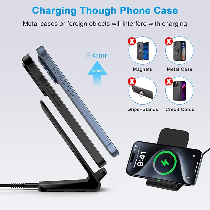 Wireless Charger Samsung Fast Charging Stand for Samsung Galaxy S26 Ultra S26+ S26 S25 S24 S23 S22 S21 S20 Ultra FE 15W Android Phone Wireless Charger Stand for Pixel 10a 10 9 Pro XL Fold 8a 7 Pro