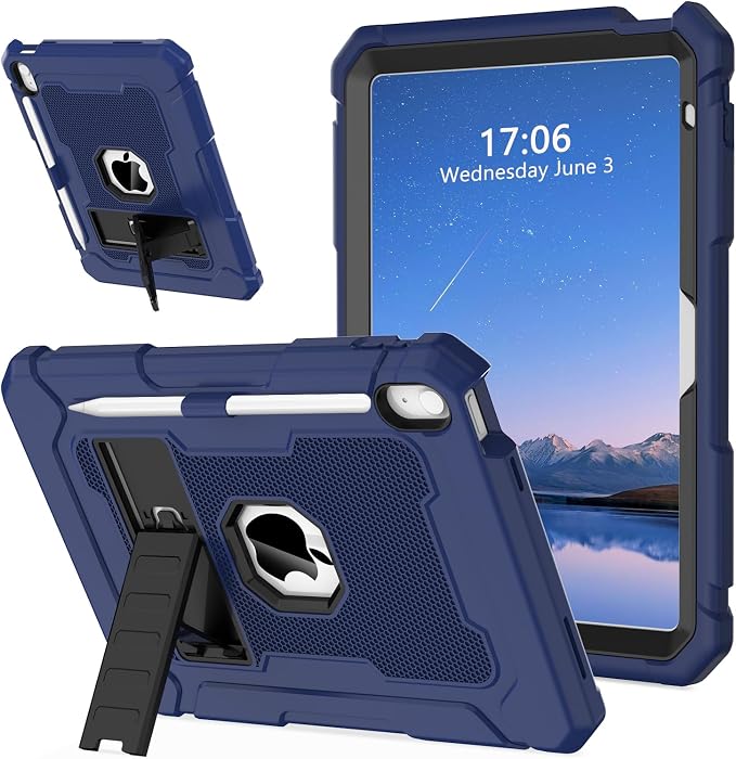 LTROP Case for iPad A16 11th Generation 2025 11 Inch / 10th Generation 2022 10.9 Inch with Kickstand and Pencil Holder Shockproof Rugged Protective iPad 11 inch Cover Black