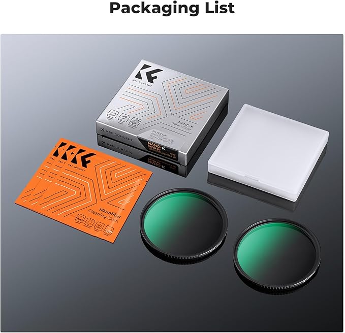 K&F CONCEPT 82mm Black Diffusion 1/4 & 1/8 Filters Kit Mist Cinematic Effect
