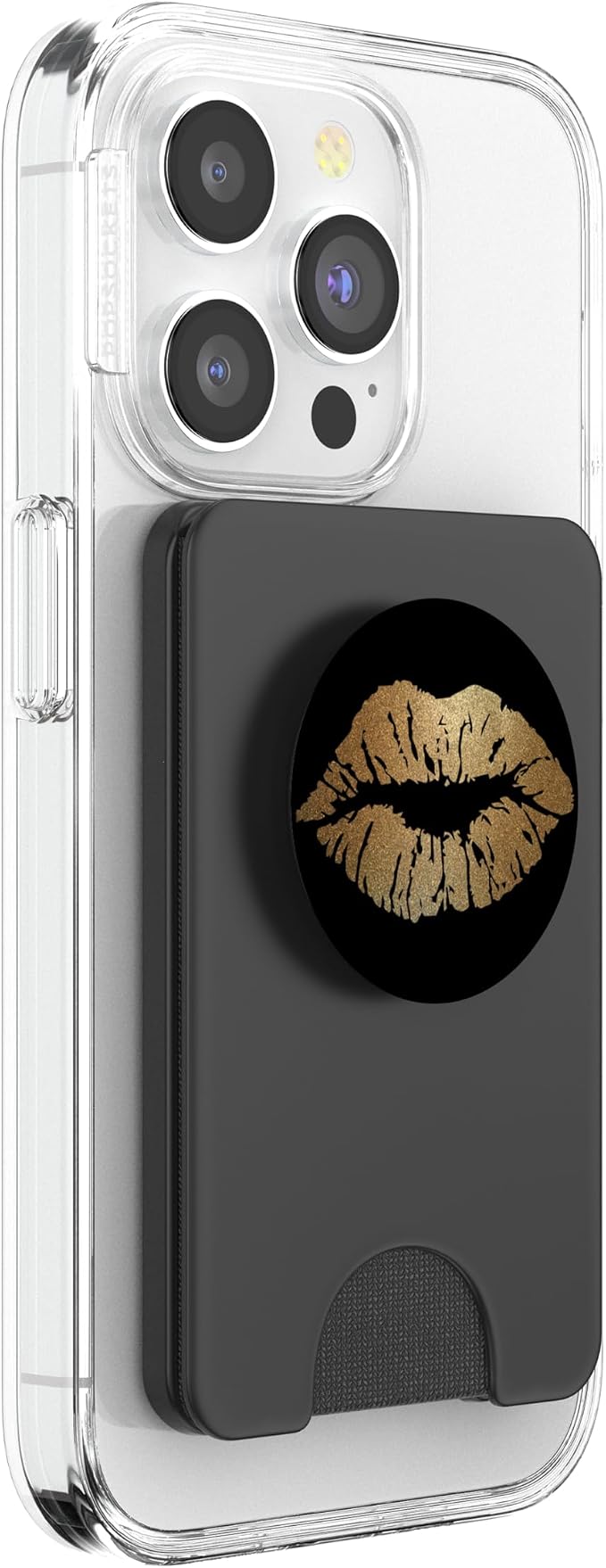 Gold Lips Black PopSockets Adhesive PopGrip