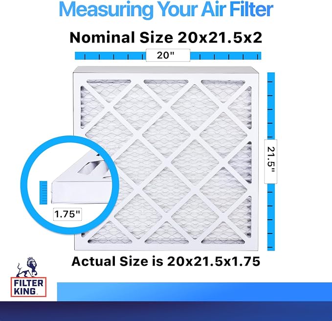 Filter King 20x21.5x2 Air Filter | 12-PACK | MERV 8 HVAC Pleated A/C Furnace
