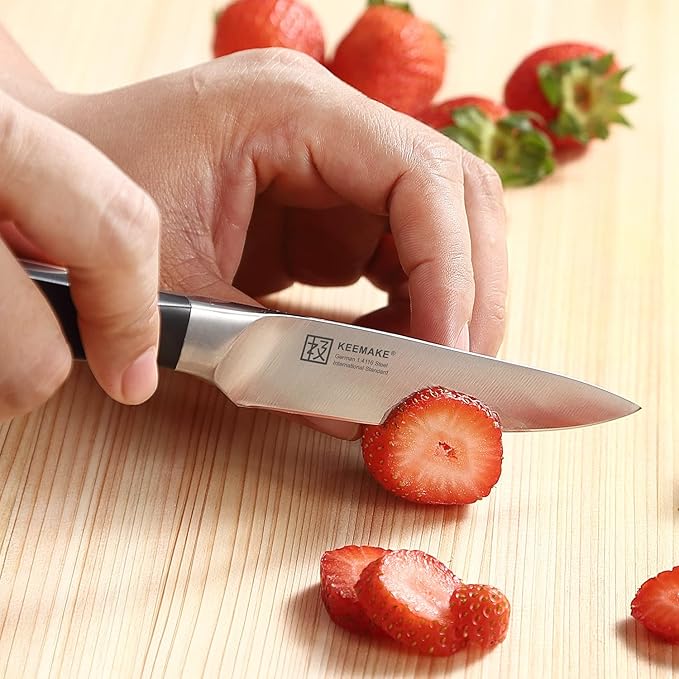 KEEMAKE Kitchen Knife Set with Block, 8Pcs Razor Sharp Chef Knife Set, High Carbon Stainless Steel Knife Block Set with Kitchen Scissors, Cooking Knives for Meat Vegetable Fruit