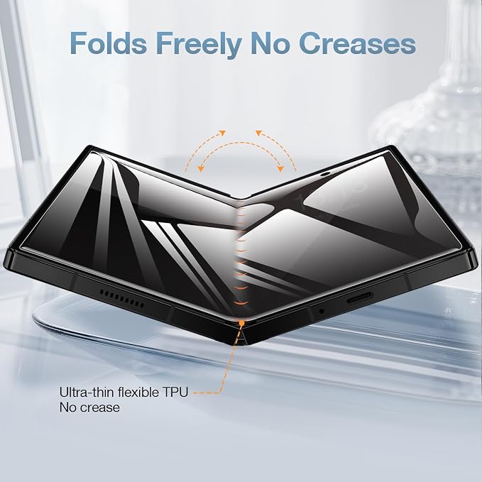 for Samsung Galaxy Z Flip 7 Privacy Screen Protector 3 Pack Internal Anti-Spy TPU Film + 2 Pack Outer Privacy Glass Screen Protector Anti-Scratch Touch Sensitive No Bubbles Case Friendly