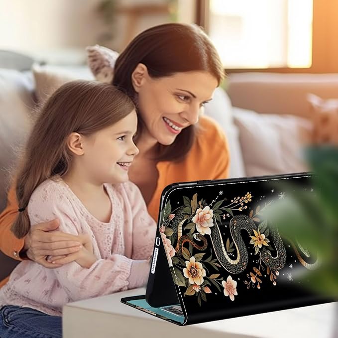 Case for Kindle Paperwhite 12th Gen 2024 (7) &amp Kindle Colorsoft Signature Edition (7)Wallet PU Leather Folio Cover Multi-Angle Stand with Auto Wake/SleepAesthetic Snake Floral