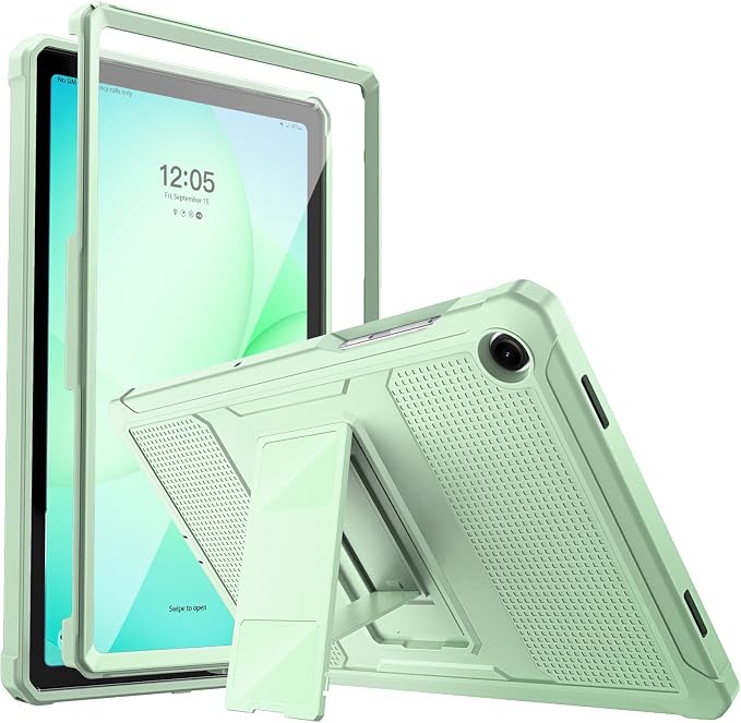 MoKo Shockproof Case Fit Samsung Galaxy Tab A11+ Plus/ A9+ 11 Inch | Full Body Rugged Stand Back Cover with Built-in Screen Protector for Galaxy Tab A11+/ A9+ Tablet Light Gray