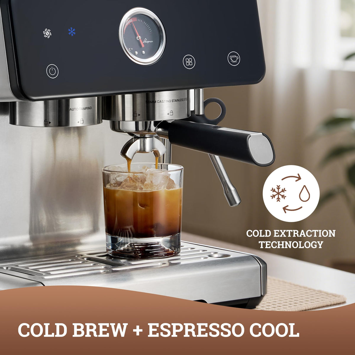Acaspresso Espresso Machine with Grinder, Stainless Steel