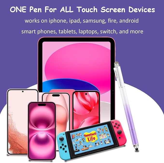 Penyeah Stylus 4-in-1 Stylus Pen for Touch Screen High Precision and Sensitivity DiscMesh2 Sized Rubber Tips Universal for iPhone/iPad/Android/Samsung/HP Tablets All Capacitive Touch Screens-Blue