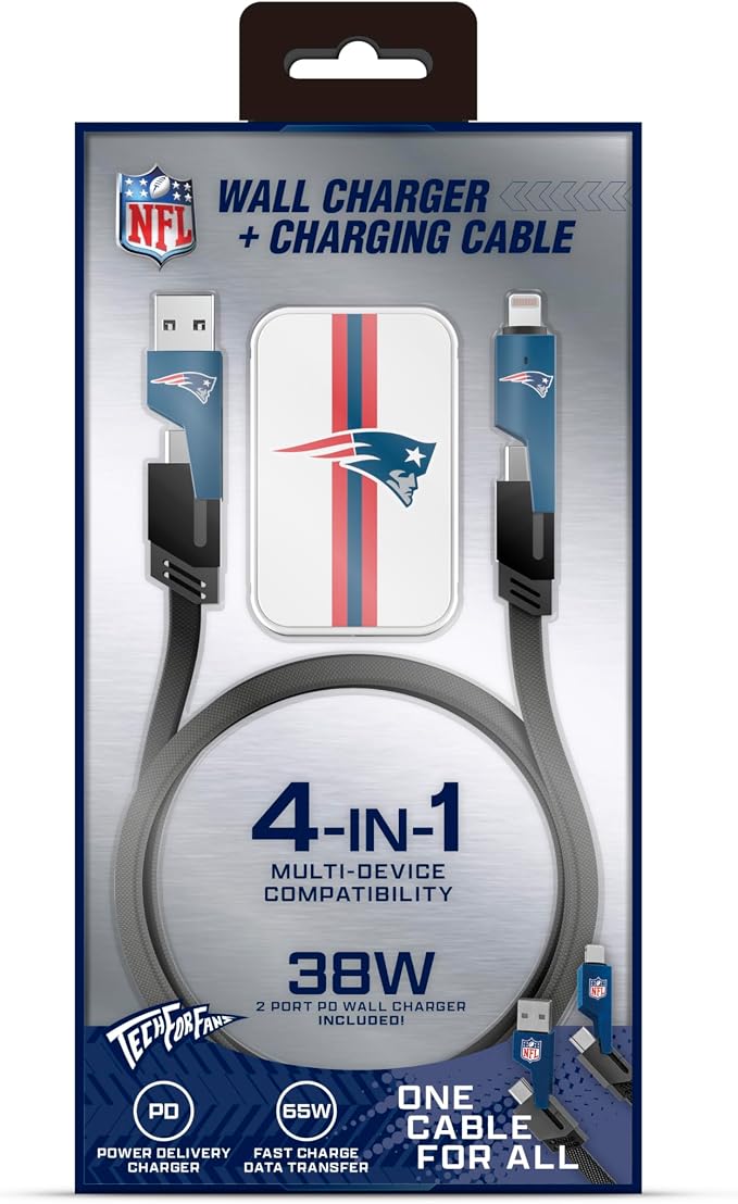 SOAR NFL Slim Wall Charger and 4 In 1 Multi Charging Cable