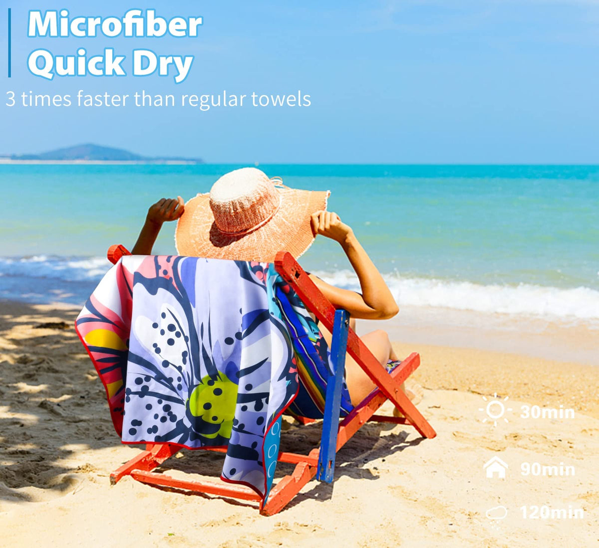Qinqinamu Microfiber Beach Towel with Bag Oversized 71x32 Sand Free 2 Pack