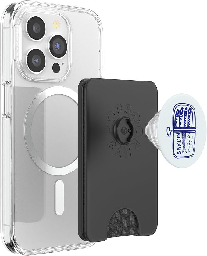 Sardine Tin in Blue Hand Drawn PopSockets PopWallet for MagSafe