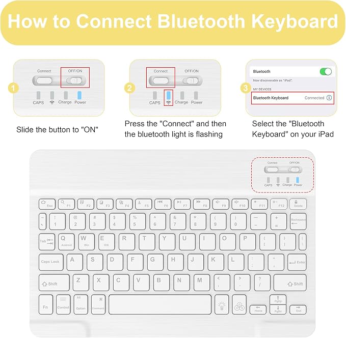 Soke for iPad (A16) 11th/10th Gen Case with Keyboard Black Marble | For iPad 11/10.9 inch(2025/2022) 7 Color Backlight Magnetic wireless Detachable Keyboard Case Built-in Pencil Holder