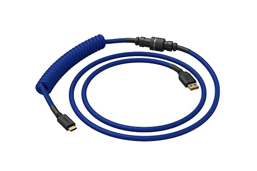 GLORIOUS Coiled Keyboard Cable – Coiled USB C Cable Artisan Braided Cables for Mechanical Gaming Keyboard Coiled Cable - Custom Keyboard Cable (Cobalt Blue)