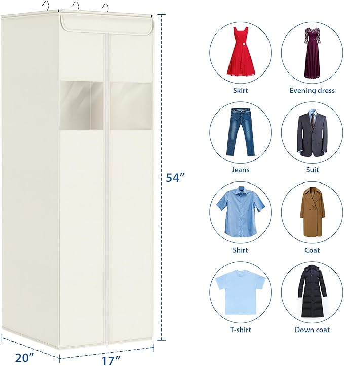 Zilink Clear Garment Bags for Hanging Clothes 54" Large Hanging Garment Bag for Closet Storage with Clear Window Space Saving Garment Storage Bags for Suits, Coats, Dresses, 2-Pack