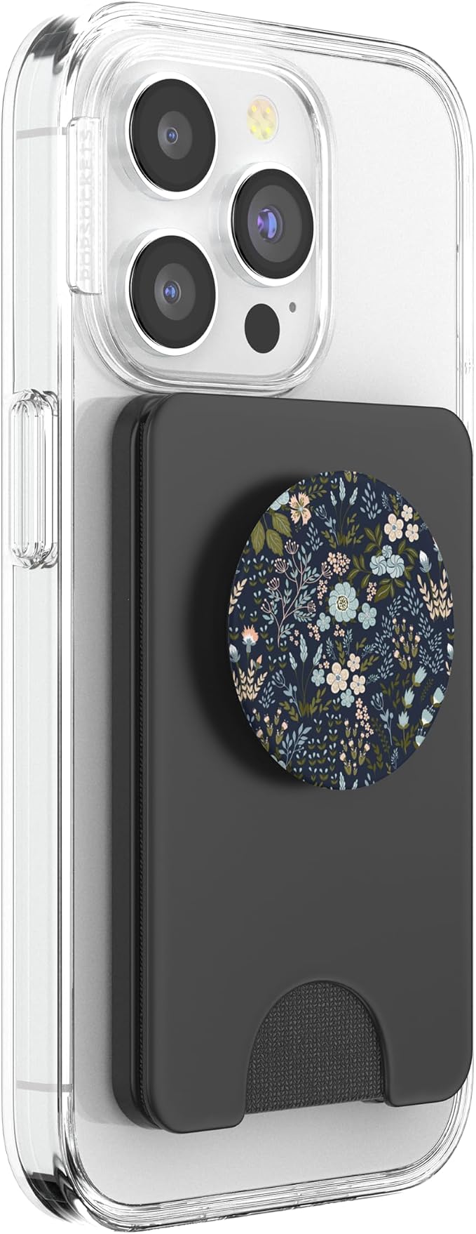 Navy Blue and Pink Floral Flower Print PopSockets Adhesive PopGrip
