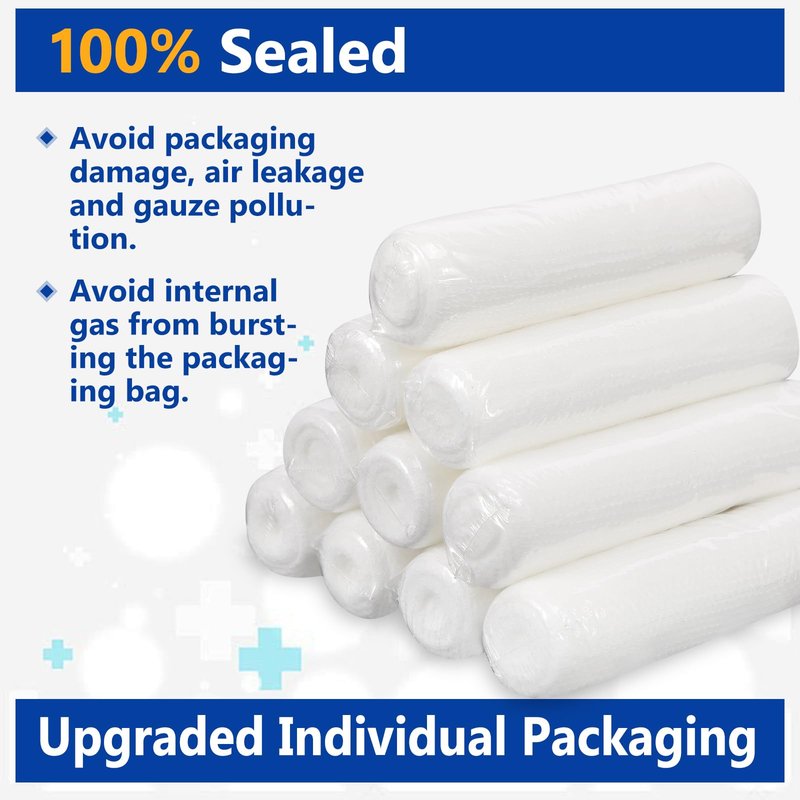 YesBes 24 Pack Gauze Rolls, 4 in x 4.1 Yards, Premium Gauze Wrap Roll for Wounds, Bandage Wrap Rolled Gauzes, Mummy Wraps, Individually Wrapped