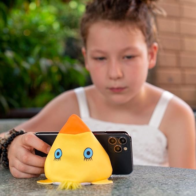 Plusheez Mobile Phone Holder | 2 in 1 Phone Stand with Micro Fibre Wipe | Screen Cleaner | Universal Phone Stand for Kids Children Adults | eReader/Kindle/Smartphone/Small Tablet Compatible (Bird)