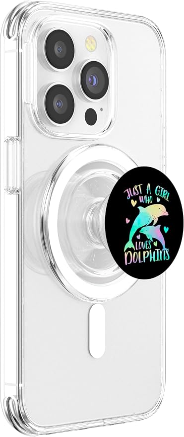 Just a Girl Who Loves Dolphins Cute Sea Dolphin Lover Themed PopSockets Adhesive PopGrip