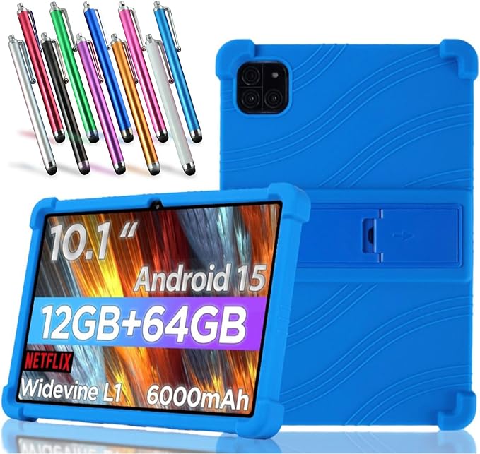 Case for Callsky-Tab Android Tablet 10.1 inch Android 15 Tablet (Cpad 10) - Lightweight Silicone Stand Cover Case with 1 Random Stylus (Black)