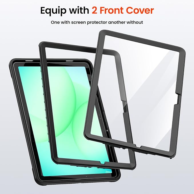 KAIJIAbox Case for Samsung Galaxy Tab A11+ Plus/Tab A9+ Plus 5G 11 Inch | 7 in 1 Protection: Screen Protector Pen Holder 360° Stand Hand Strap Shoulder Strap Drop-Proof Lightweight-Clear