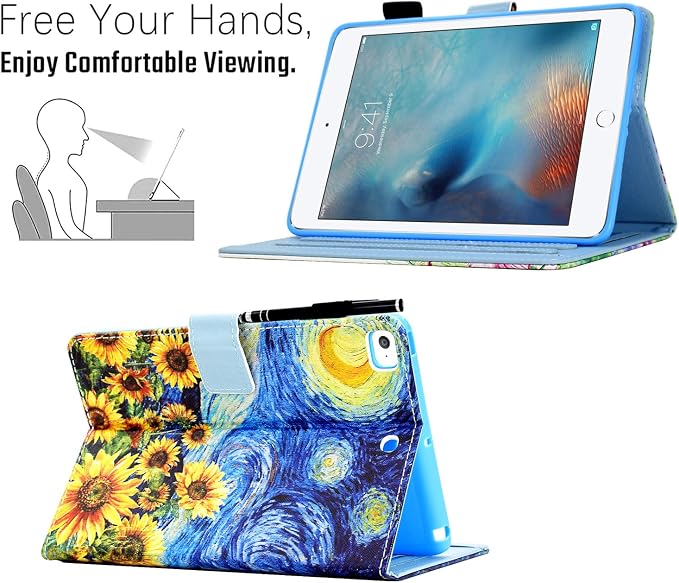 Case for iPad 9th/8th/7th Generation iPad 10.2 Case (2021/2020/2019 Model iPad 9/8/7 Case) PU Leather Folio Folding Stand Cover for iPad 10.2 inch Auto Wake/Sleep Hummingbird