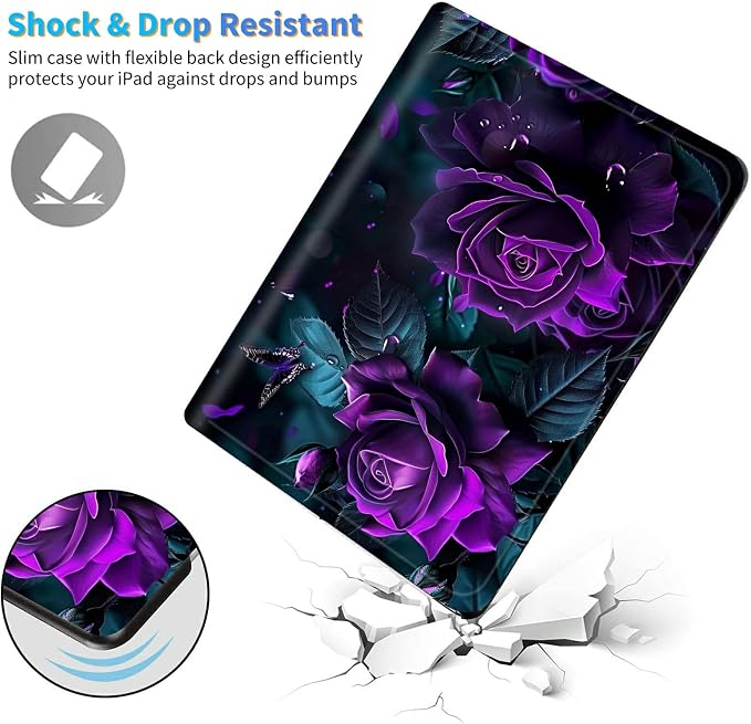 for Samsung Galaxy Tab E 9.6 Inch 2015 (SM-T560/T561/T565/T567) Kickstand Case PU Leather Multiple Viewing Angles Stand Smart Cover for Galaxy Tab E 2015 2 Roses