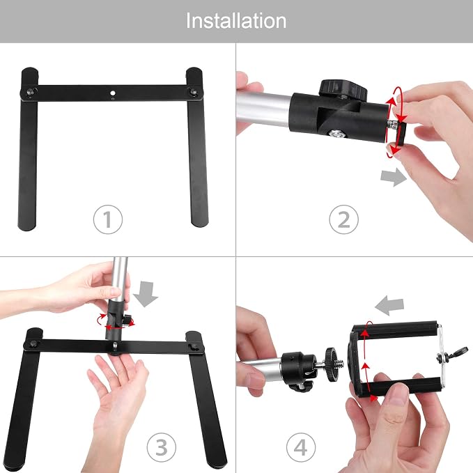 Photo Copy Pico Projector StandChromlives Overhead Tripod Video Stand for PhoneAdjustable Tabletop Overhead Phone MountGooseneck Mini Tripod Stand for Teaching Streaming Baking Crafting