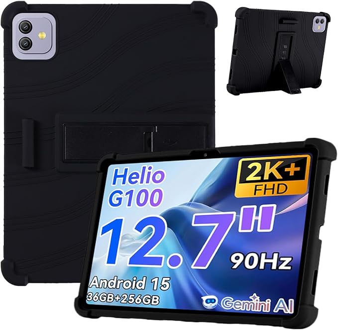 Case for Blackview Link 8 12.7-Inch Tablet – Shockproof Silicone Protective Cover with Kickstand Drop-Resistant Business Style (Black)