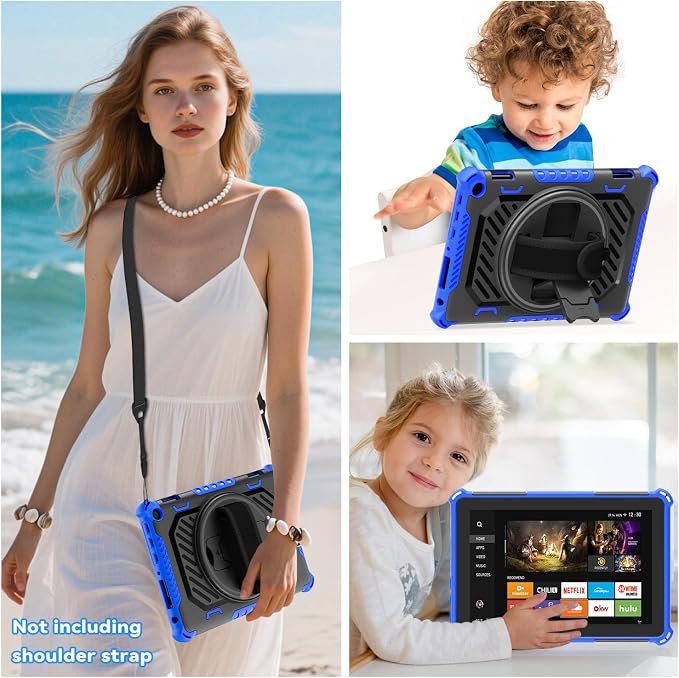 for Flre HD 8 &amp 8 Plus Case 12th/10th Generation (2024/2022/2020 Release) with 360 Kickstand Hand Strap for Kids