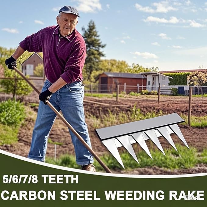 Gardening Hand Weeder Puller Tool, Manual Weeder with Detachable Blade Weeder Puller Tool,High-Carbon Steel Weed Removal Tool for Farm Lawn Garden, 5/6/7/8 Teeth Sizes (8 Teeth)