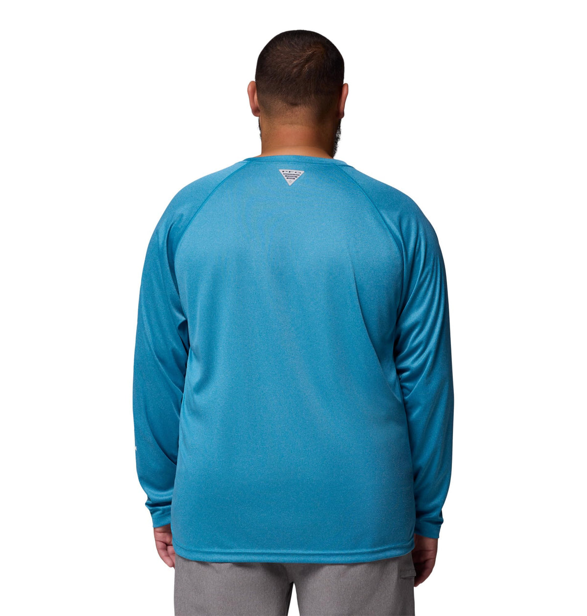 Columbia Men's PFG Terminal Tackle Long Sleeve Fishing Shirt, Blue Echo Heather/White Logo, 3X Tall