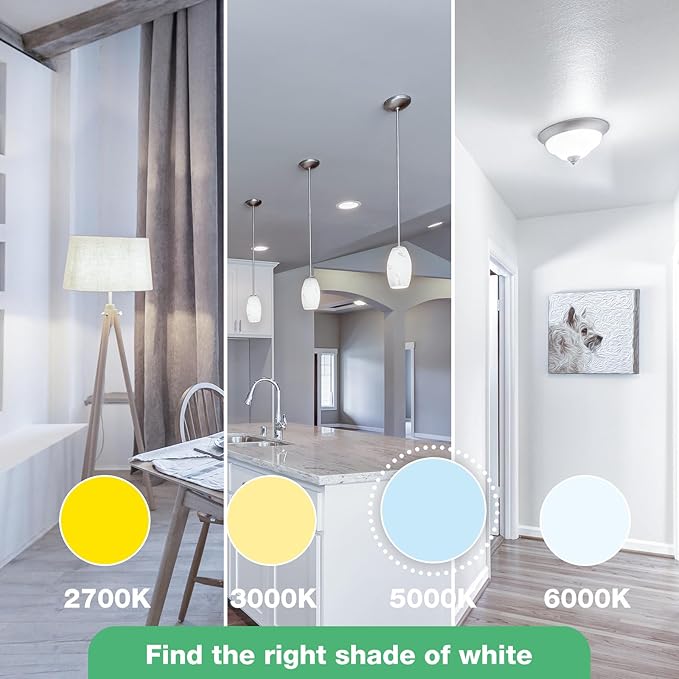 A19 LED Light Bulbs Daylight 5000K, 60 Watt Equivalent LED Bulbs, 800 LM, 15000 Hours, E26 Standard Base, Non-Dimmable, 8.5W Bright White LED Bulbs for Bedroom Living Room Home Office, 3 Pack