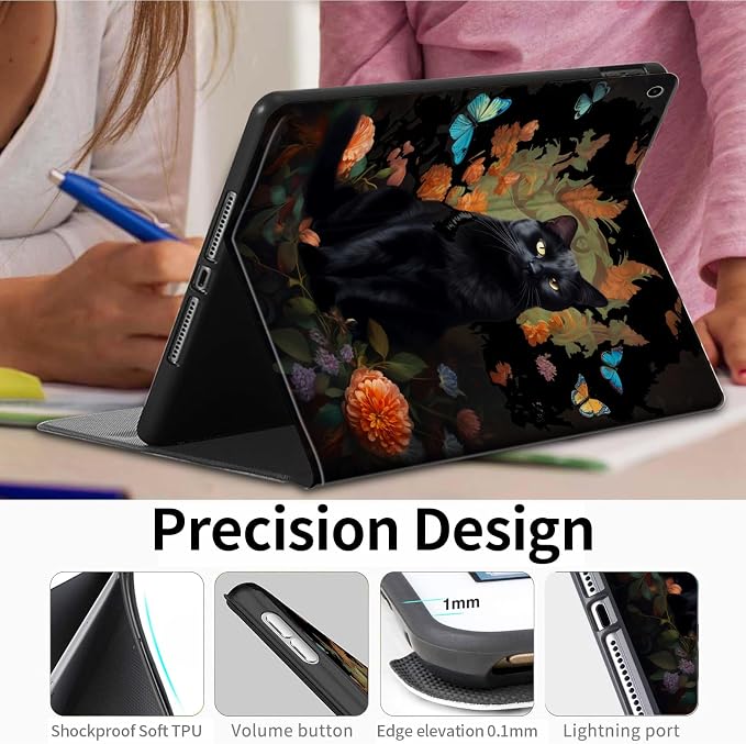 Case for iPad (A16) 11th Generation 11 Inch (2025)iPad 10th Generation 10.9 Inch (2022)PU Leather Slim Standing Smart Coverwith Auto Sleep/WakeBall on Fire