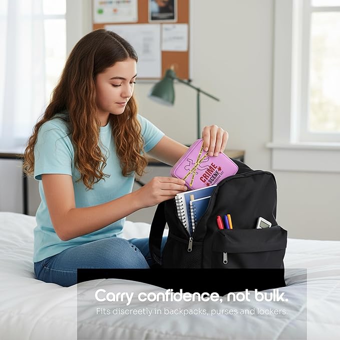 Primo Lines Period Pouch – Compact, Stylish, Discreet Period Bag For School with Waterproof Lining Fits Pads & Tampons, Cute Pad Bag for Teens, Travel, School, Girls Period Kit