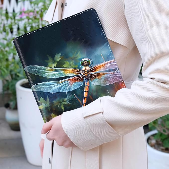 for iPad 10th-Gen 10.9-inch 2022 Case Adjustable Stand Shockproof Protective Cover with Automatic Wake-up/Sleep Function Suitable for iPad 10th Gen 2022 Case Art Dragonfly
