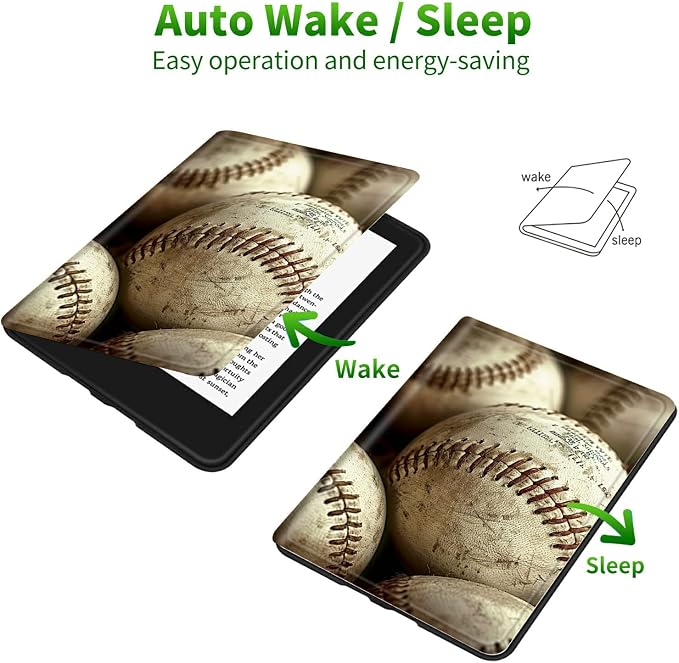 for 6 Kindle 11th Generation 2024/2022 Release Case (Model No: C2V2L3) E-Reader Multi-Angle Viewing Shockproof Smart Protective Case with Auto Wake/Sleep Baseball