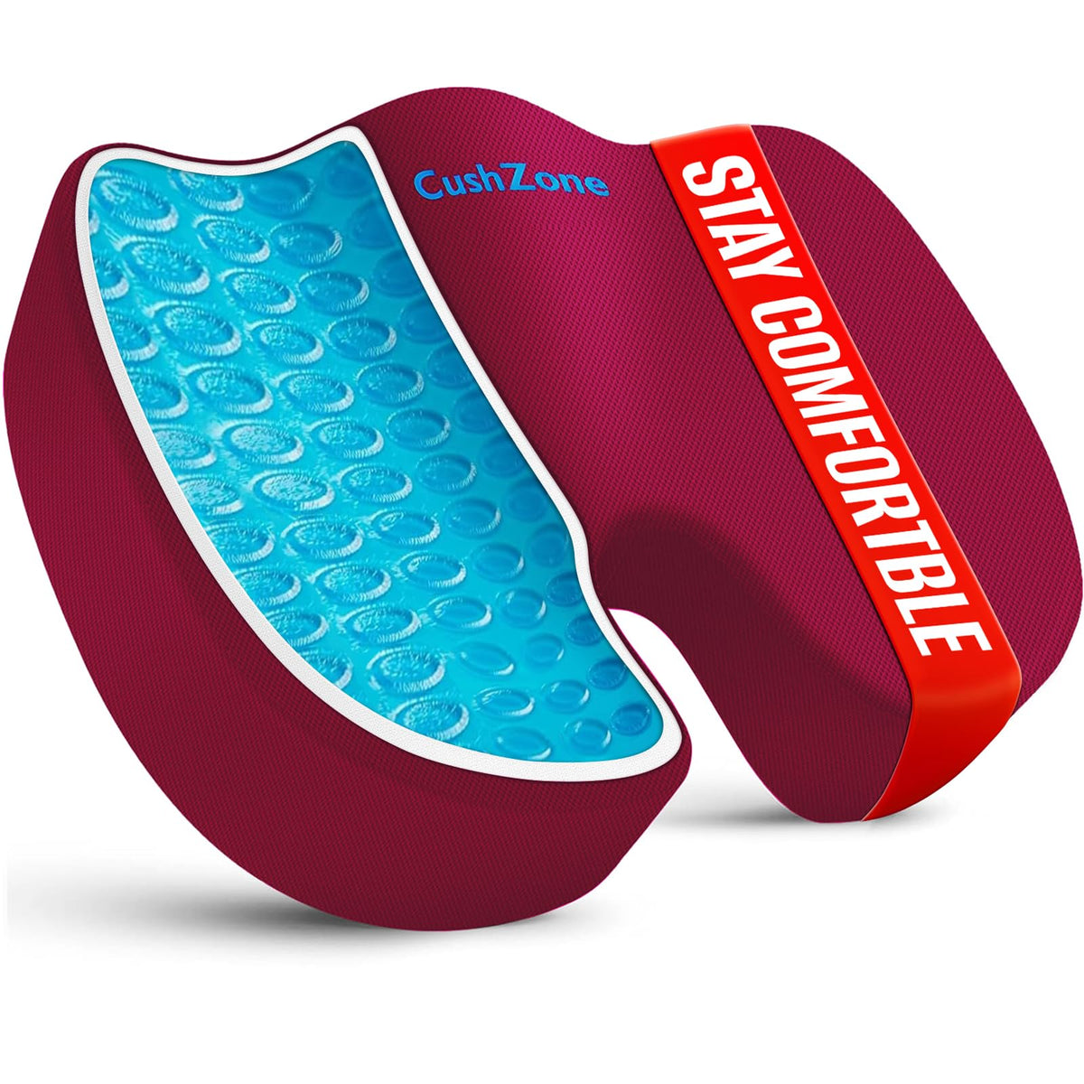 Office Chair Seat Cushion, Cooling Gel Enhanced Memory Foam Cushion for Long Sitting - Back, Sciatica, Coccyx, Tailbone Pain Relief Pillow - for Office, Gaming, Car, Wheelchair - Red, X-Large