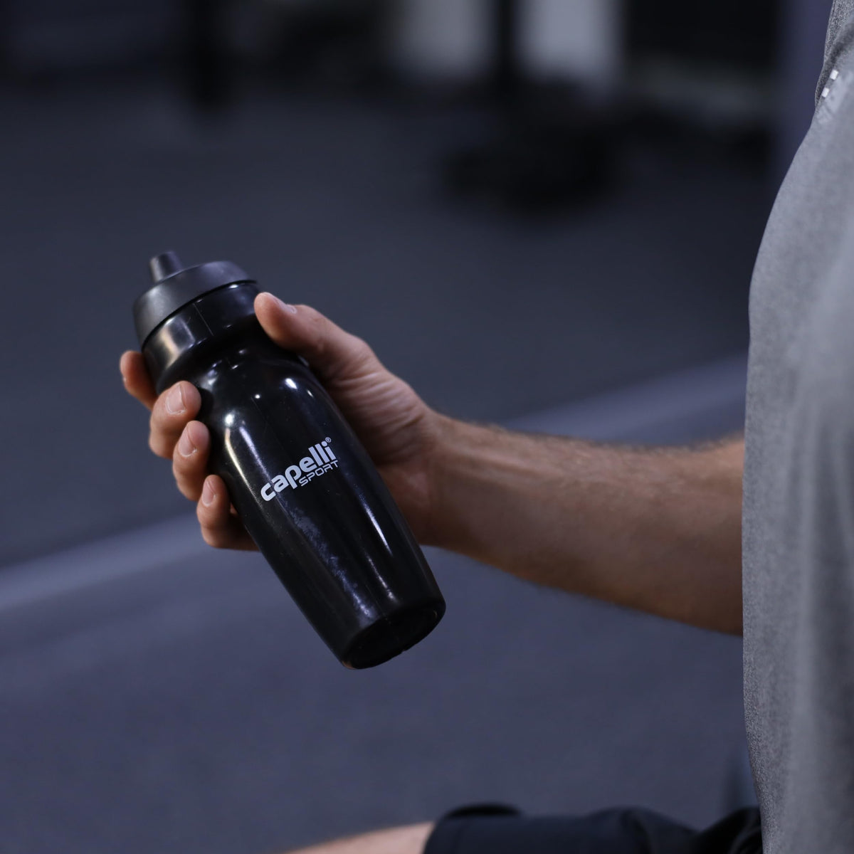 Capelli Sport Sports Water Bottle, Plastic Squeeze Water Bottle with Easy Open Nozzle and Grip Panels, Black, 18.5oz