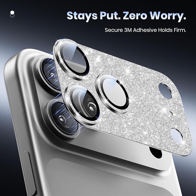 for iPhone 17 Pro Camera Lens Protector - 12FT Shatterproof | Military Grade Protection Strong Adsorption 9H+ Tempered Glass Camera Screen Full Protective Cover Case Friendly Black