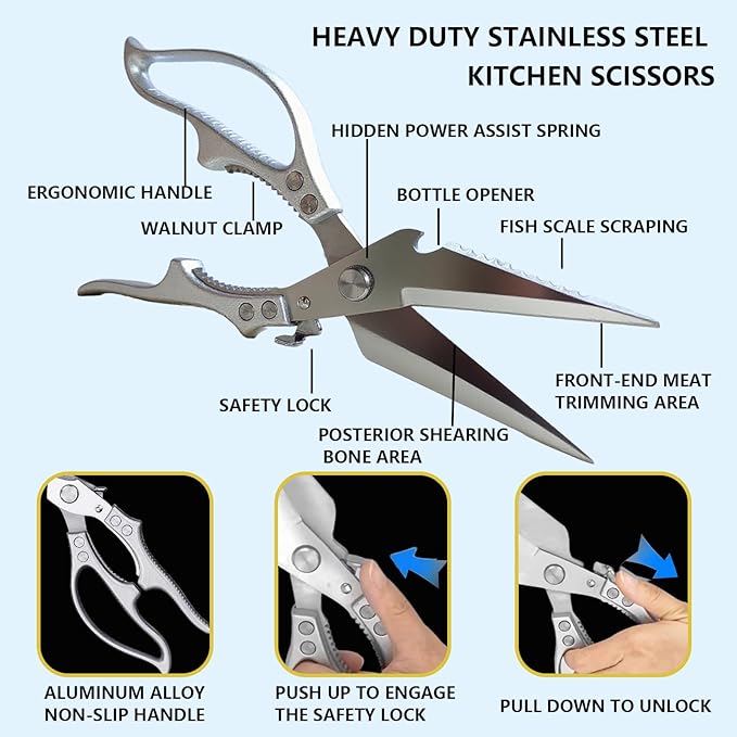 Laoxiongtou Premium Poultry Shears Heavy Duty, All Purpose Kitchen Scissors