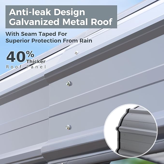GREEN PARTY 12 x 30 ft Metal Carport Kits with Galvanized Steel Roof, Heavy Duty 2 Car Metal Carport Canopy, Outdoor Car Tent Metal Garage Shelter for Car, SUV, Truck and Boats, Grey