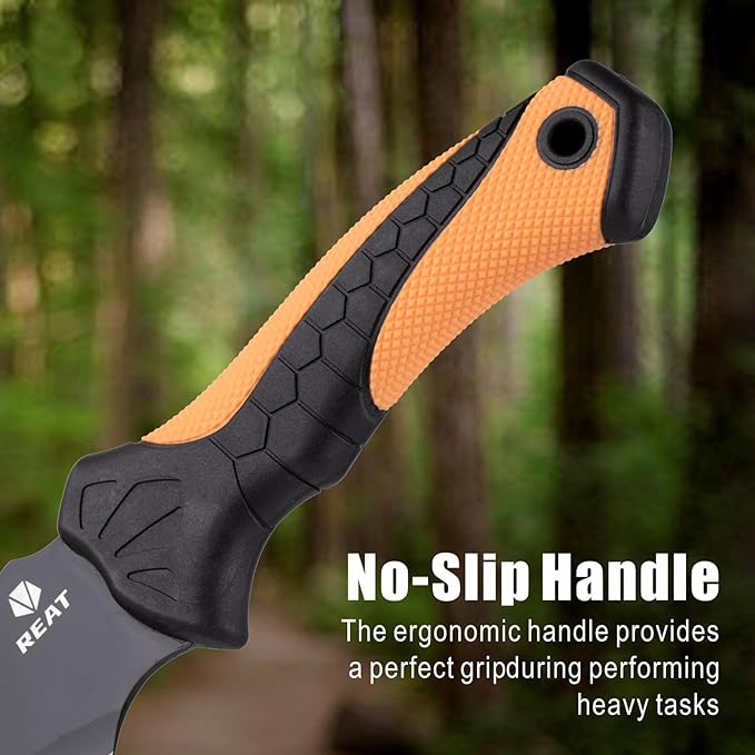 REAT Gardenging Machete, 17" Heavy Duty Machete with Sheath, Ergonomic No-Slip Handle, Machetes for Cutting Trees,Yard Work,Bushcraft